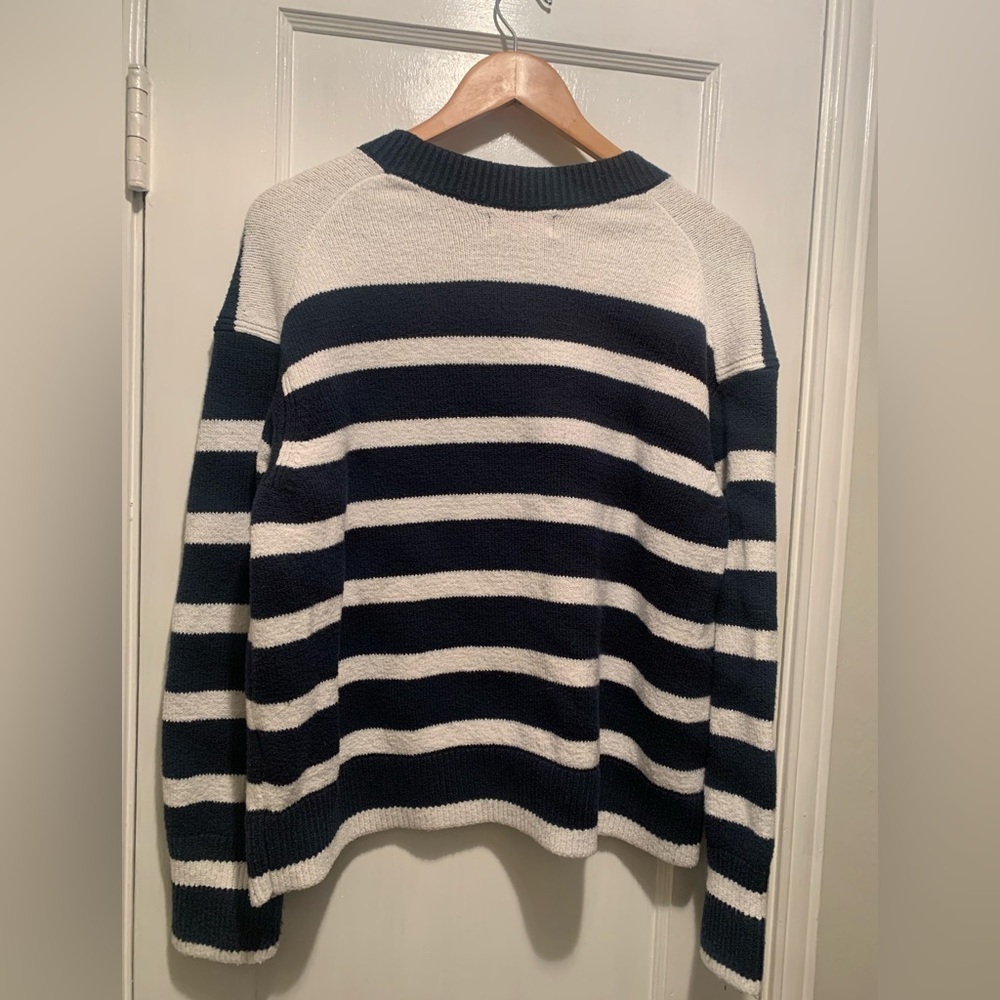 Banana Republic Striped Navy and White Sweater Nautical Cotton Blend XL - Picture 3 of 13